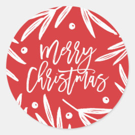 Moderne Botanische Kerst stickers - Rood