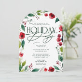 Moderne botanische kerstfeestboog kaart (Staand voorkant)