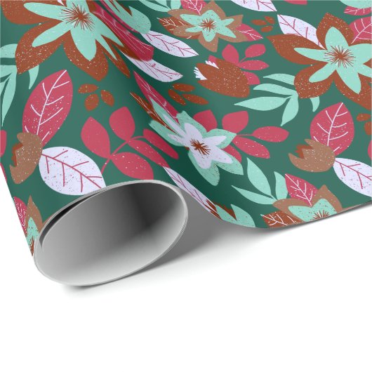 Moderne Botanische kerstfeestdag Cadeaupapier (Rol Hoek)