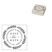 Moderne Botanische krans & script Sla de datum op Rubberstempel (Gestempeld)