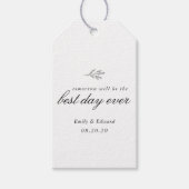 Moderne Botanische Lijnkunst Trouw Rehearsal Feest Cadeaulabel (Voorkant)