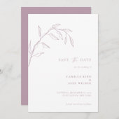 Moderne Botanische minimale blad bruiloft blush ro Save The Date (Voorkant / Achterkant)