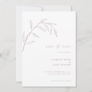 Moderne Botanische minimale blad bruiloft blush ro Save The Date