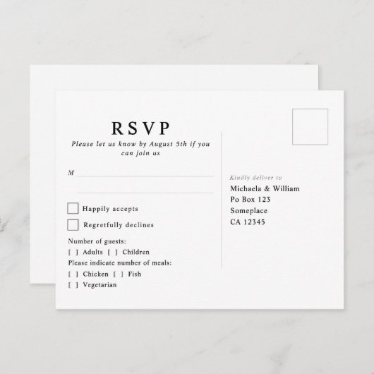 Moderne Botanische Monogram Huwelijk RSVP Briefkaart (Voorkant / Achterkant)