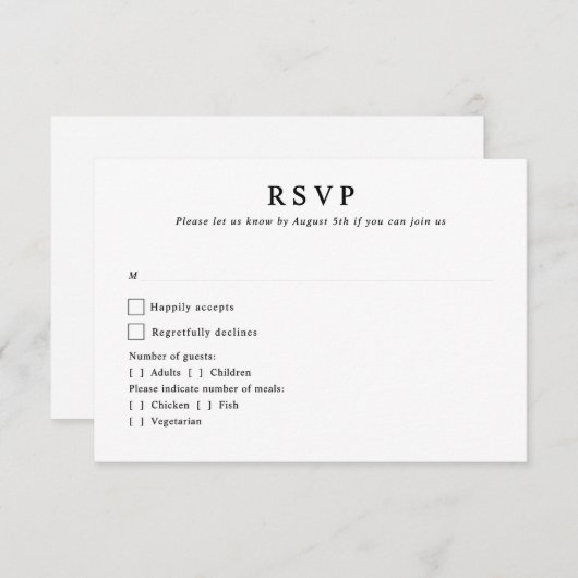 Moderne Botanische Monogram Initialen bruiloft RSVP Kaartje (Voorkant / Achterkant)