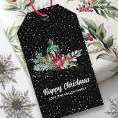 Moderne Botanische Naam Waterverf Script Kerst Cadeaulabel