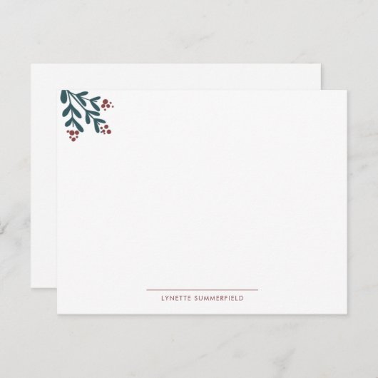 Moderne botanische nieuwe Kantoor Elegant Holiday Notitiekaartje (Voorkant / Achterkant)