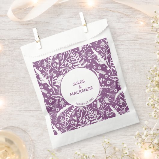 Moderne botanische Paarse Bedankzakje (Geknipt)