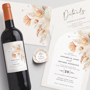 moderne, botanische pamapgras, de heer & mevrouw. vierkante sticker