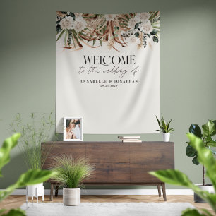 Moderne botanische pampa's eucalyptus huwelijkswel wandkleed