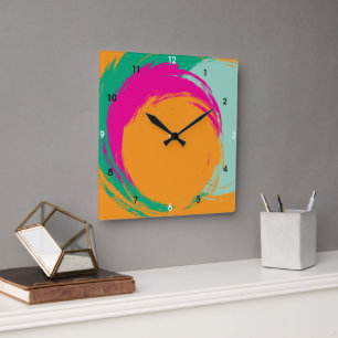 Moderne Botanische Pasteltinten Acryl Wandklok Vierkante Klok