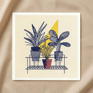 Moderne Botanische Potten Huis Plant Illustratie Servet