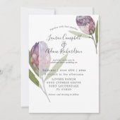 Moderne botanische protea Paarse bruiloft Kaart (Voorkant)