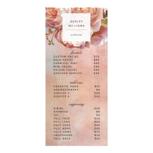 Moderne botanische roze roze pony 3 Services Menu