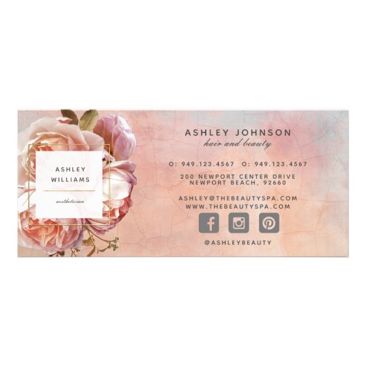 Moderne botanische roze roze pony-cadeaubon reclamekaart (Achterkant)