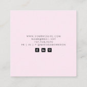 Moderne botanische roze zwarte-naamscript vierkante visitekaartje (Achterkant)