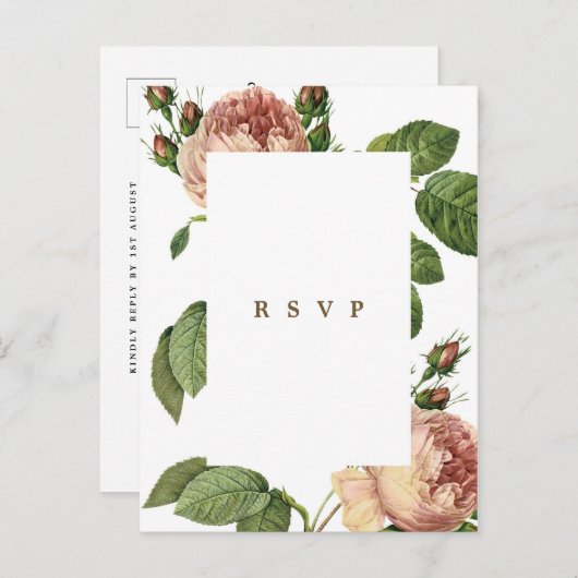 moderne botanische rozen trouw RSVP-briefkaart Uitnodiging Briefkaart (Voorkant / Achterkant)
