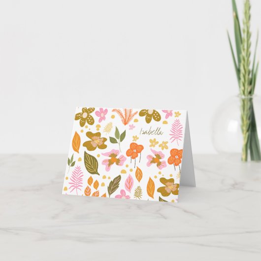 Moderne Botanische Spring Floral - Aangepast Notitiekaartje (Voorkant)