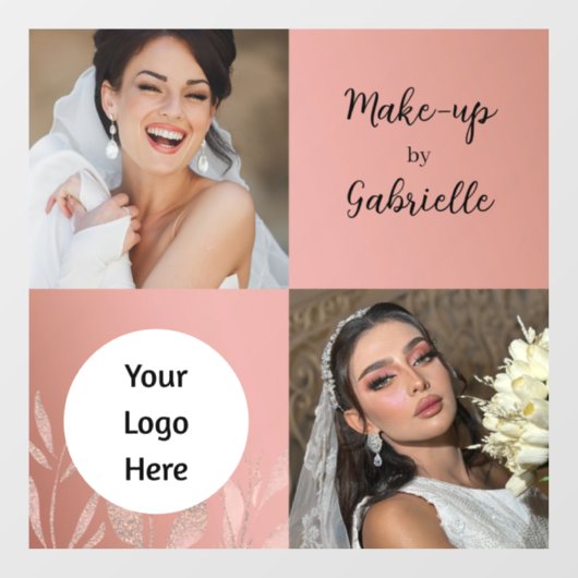 Moderne Botanische Stof Roze Boho Foto Script Raamsticker (Vel)