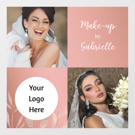 Moderne Botanische Stof Roze Boho Foto Script  Raamsticker (Vel)