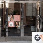 Moderne Botanische Stof Roze Boho Foto Script  Raamsticker (Kantoordeur)