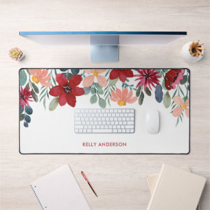 Moderne Botanische Trendy Monogram Bladerhoes Bureaumat