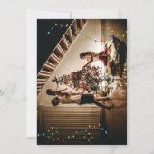 Moderne Botanische Twine Tinsel Lights Kerstmis Kaart (Achterkant)