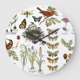 moderne botanische vogels en bloemen grote klok