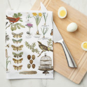 moderne botanische vogels en bloemen in frankrijk theedoek (Quarter Fold)