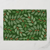 Moderne Botanische Vrolijke Kerstfoto - Olive Folie Feestdagenkaart (Achterkant)
