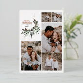 Moderne botanische waterverf met multifotoelegant folie feestdagenkaart (Staand Voorkant)