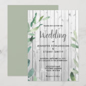 Moderne botanische waterverf olijfbladeren Bruilof Kaart (Voorkant / Achterkant)