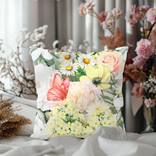 Moderne Botanische Weelderige Bloemen Patroon Sali Kussen