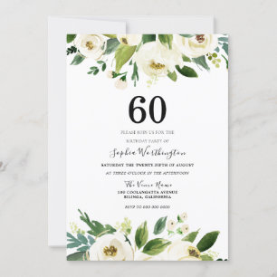 Moderne botanische White Floral 60e verjaardag Kaart