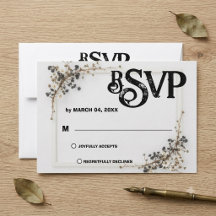 Moderne Botanische Zwart&Wit Trouw-RSvp