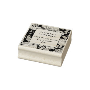 Moderne botanische zwarte en witte bloemen 	rubberstempel