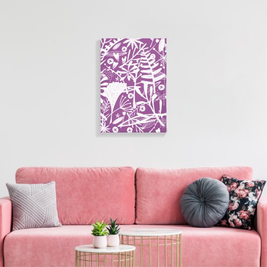 Moderne Botatanische Bloemen Paarse Canvas Afdruk (Insitu (Woonkamer))