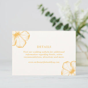 Moderne Boter Geel Bloemen Elegante Huwelijk Informatiekaartje