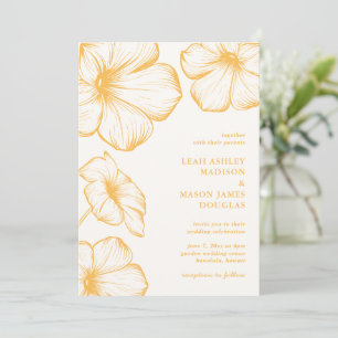 Moderne Boter Geel Bloemen Elegante Huwelijk Kaart