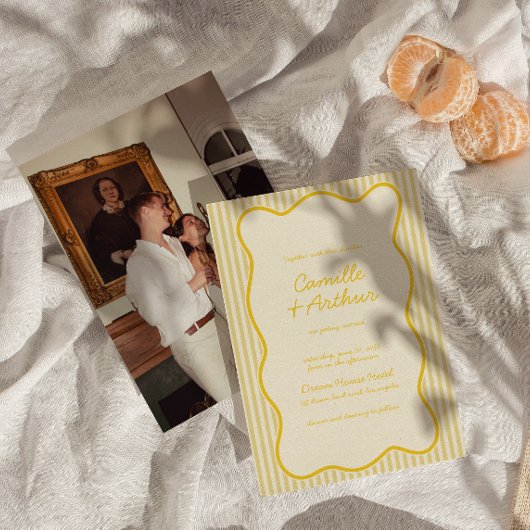 Moderne Boter Geel bruiloft uitnodiging