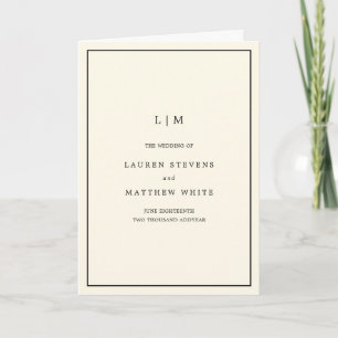 Moderne Boter Geel Monogram Elegante Trouwdag Programma