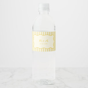 Moderne Boter Gele bruiloft Waterfles Etiket