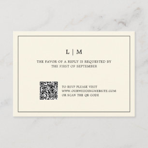 Moderne Boter Gele Monogram QR Code Trouwdag RSVP Kaartje