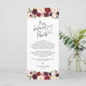 Moderne Bourgogne Cadre Carte de remerciements (Debout devant)