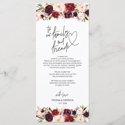 Moderne Bourgogne Cadre Carte de remerciements (Devant)