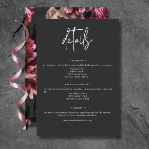 Moderne Bourgogne Crème Pioenrozen Bloemen Zwart D Informatiekaartje