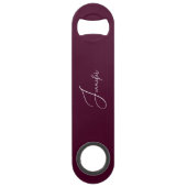 Moderne Bourgogne Elegant Stijlvol Trendy Monogram Speed Flessenopener (Achterkant)