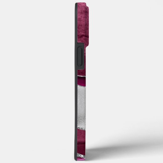 Moderne Bourgogne en Silver Agaat Monogram Case-Mate iPhone Case (Achterkant / Rechts)