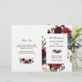 Moderne Bourgogne Floral Programme de mariage plié (Debout devant)