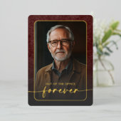 Moderne Bourgogne Foto Retirement Party Folie Uitnodiging (Staand Voorkant)